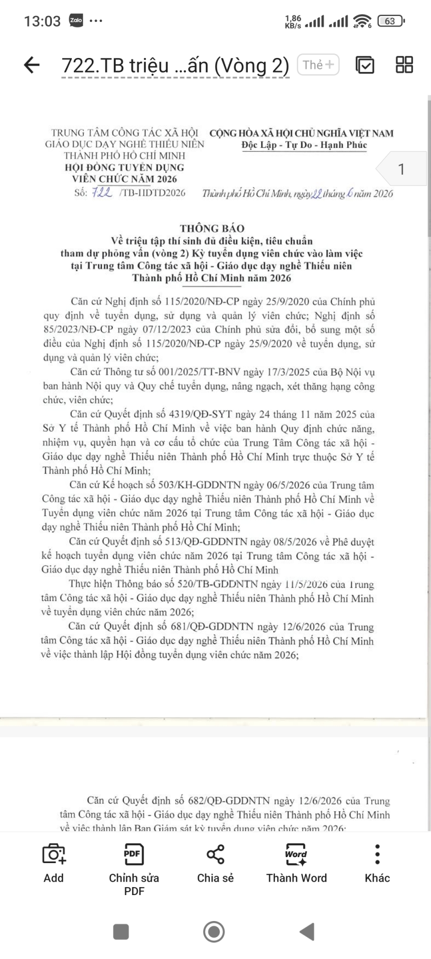 Thông báo triệu tập thí sinh tham gia phổ biến nội dung phỏng vấn (Vòng 2)-Kỳ tuyển dụng viên chức vào làm việc tại Trung tâm năm 2026.
