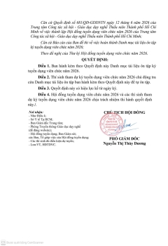 Quyết định ban hành quy chế, nội quy tuyển dụng và danh mục tài liệu.